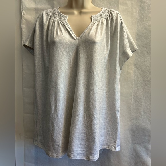 Chico's Linen Span Metallic Foil knit blouse top in Alabaster NWT Sz-3 (XL)  L17 - Picture 5 of 12